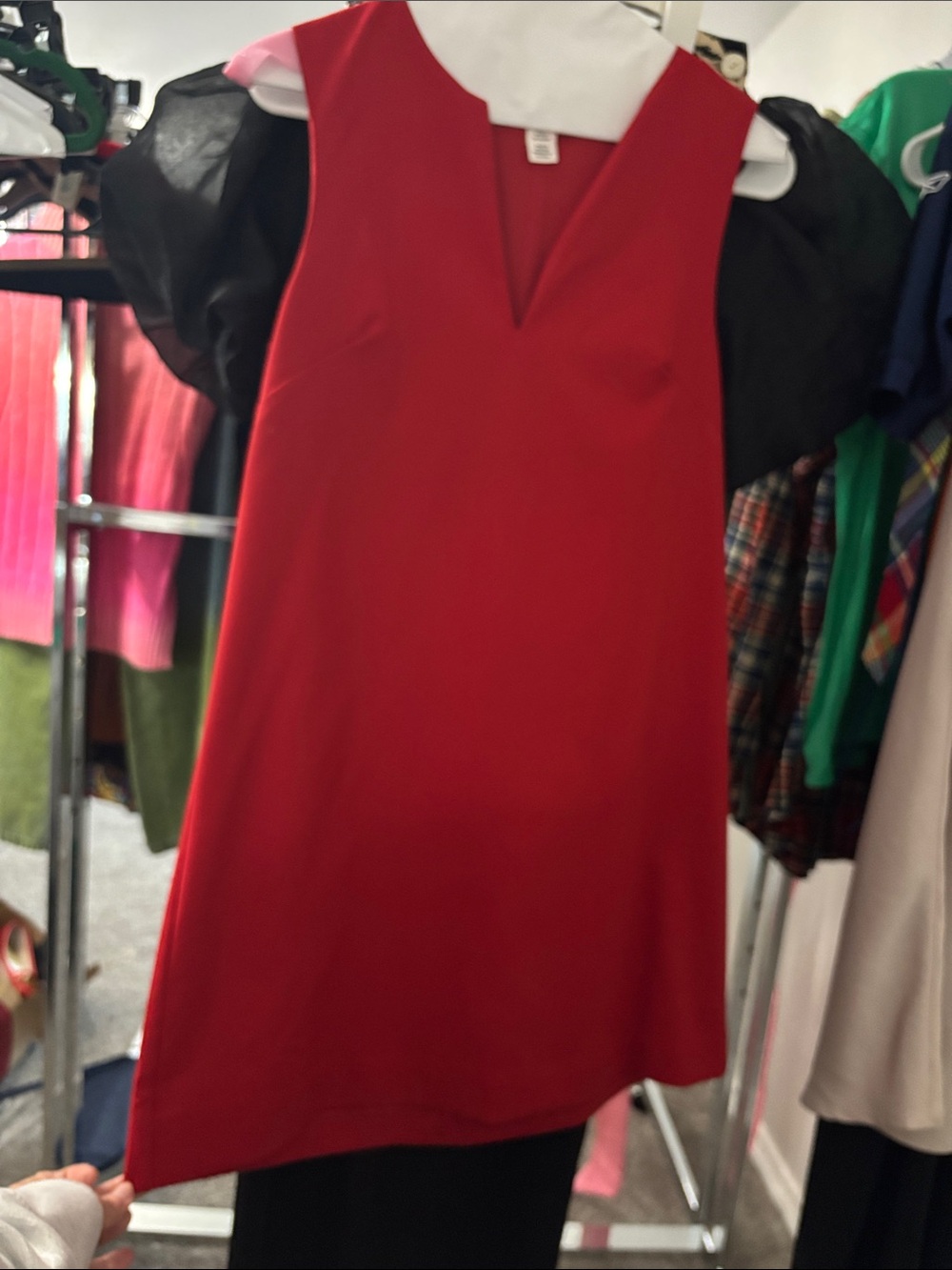 H&M Red V-Neck Shift Dress - Classic Women's Dress